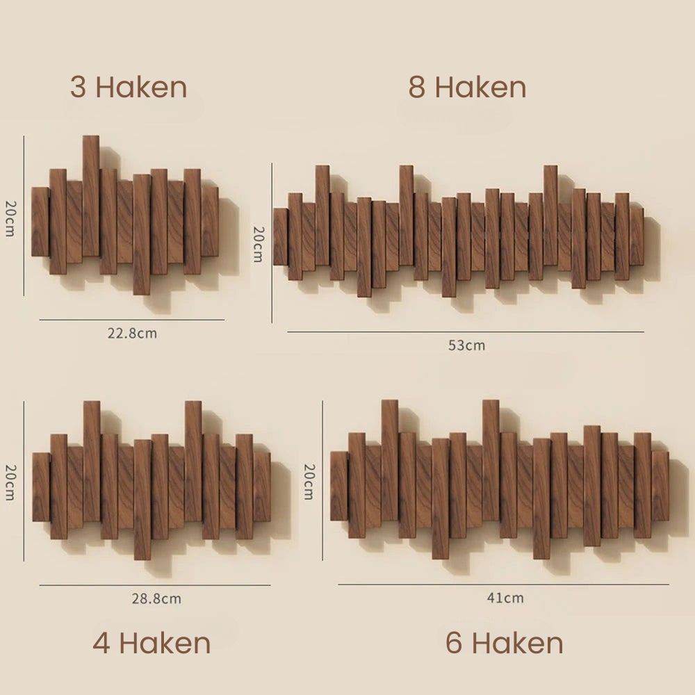 Wandgarderobe Holz | Garderobenleiste mit klappbare Haken | Hakenleiste | KlappHaken