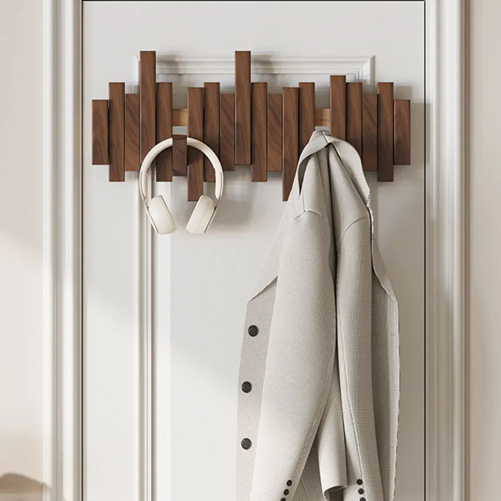 Wandgarderobe Holz | Garderobenleiste mit klappbare Haken | Hakenleiste | KlappHaken