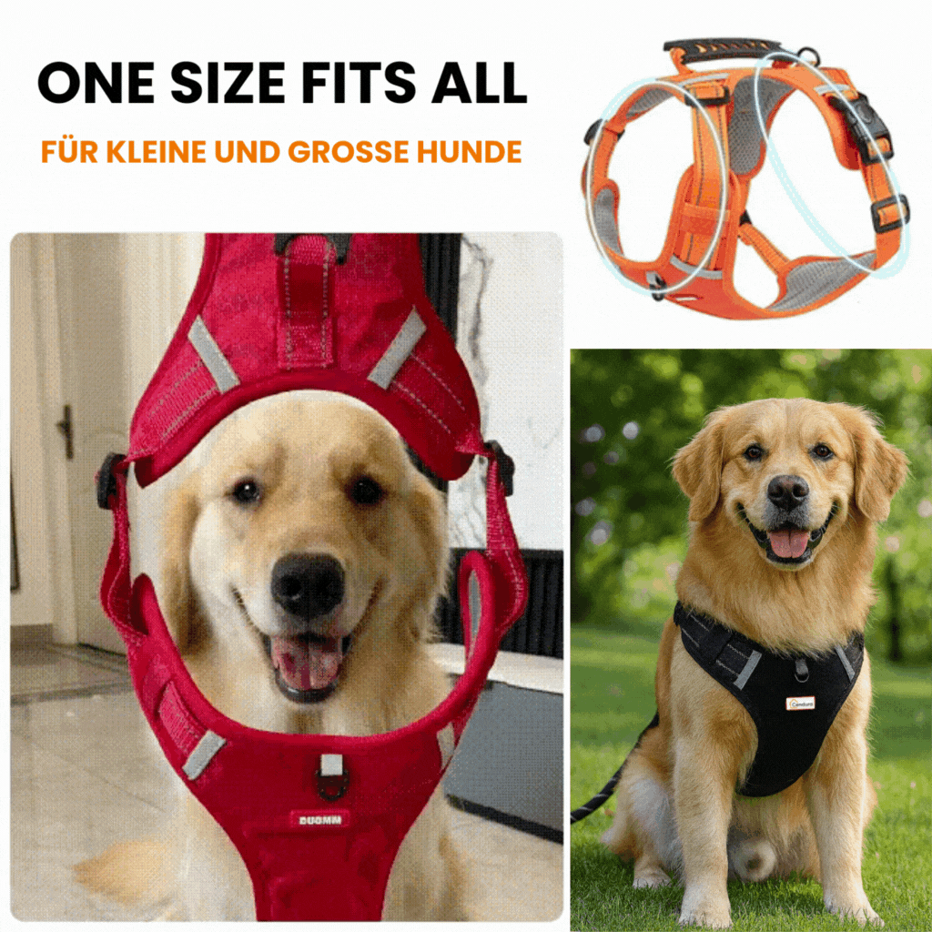 Hundegeschirr | Sicherheitsgeschirr für Hunde | Reflektierende Geschirr | HappyHund