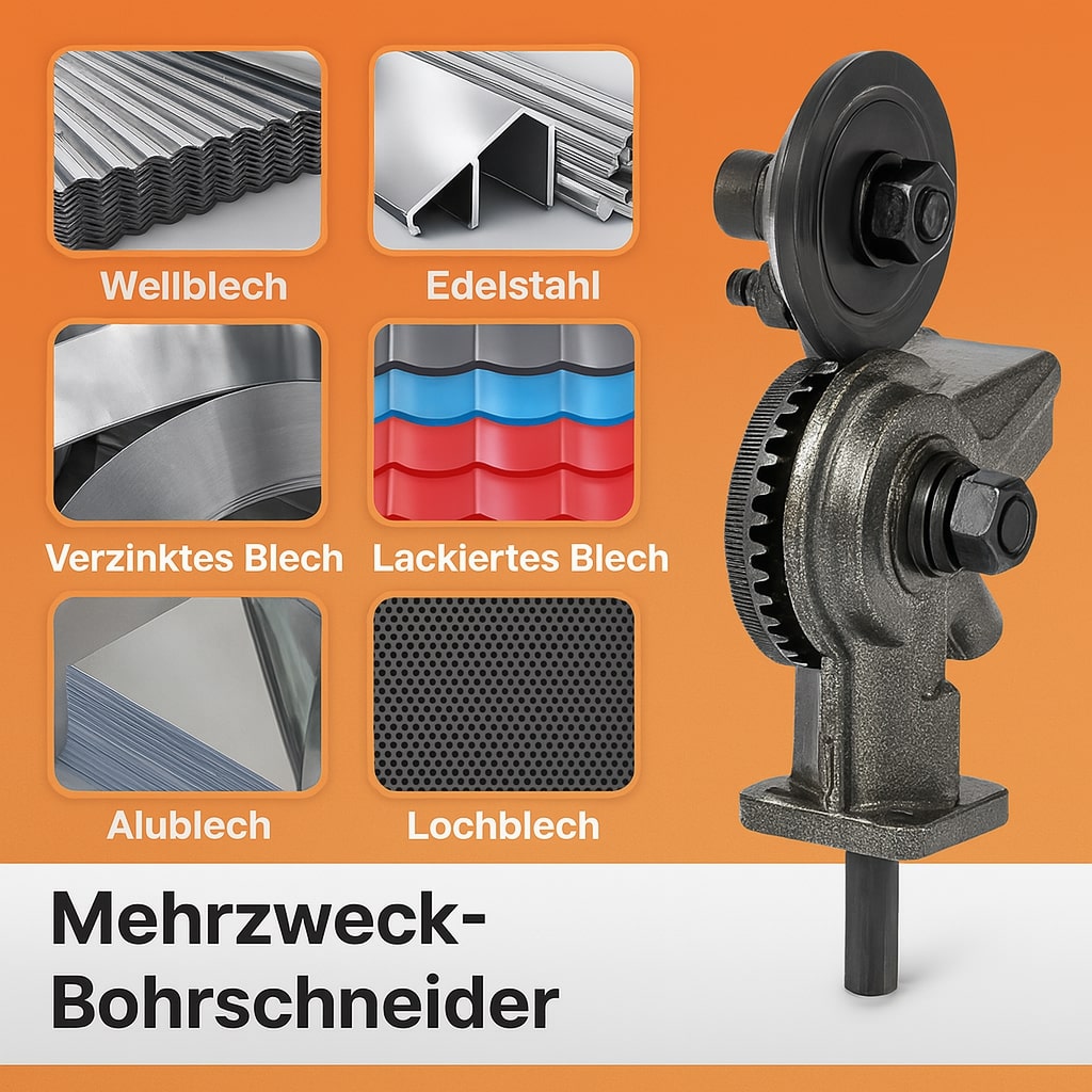 Metallschneider Werkzeug | Aufsatz für Bohrmaschine zum präzisen Blechschneiden | SchneidPro