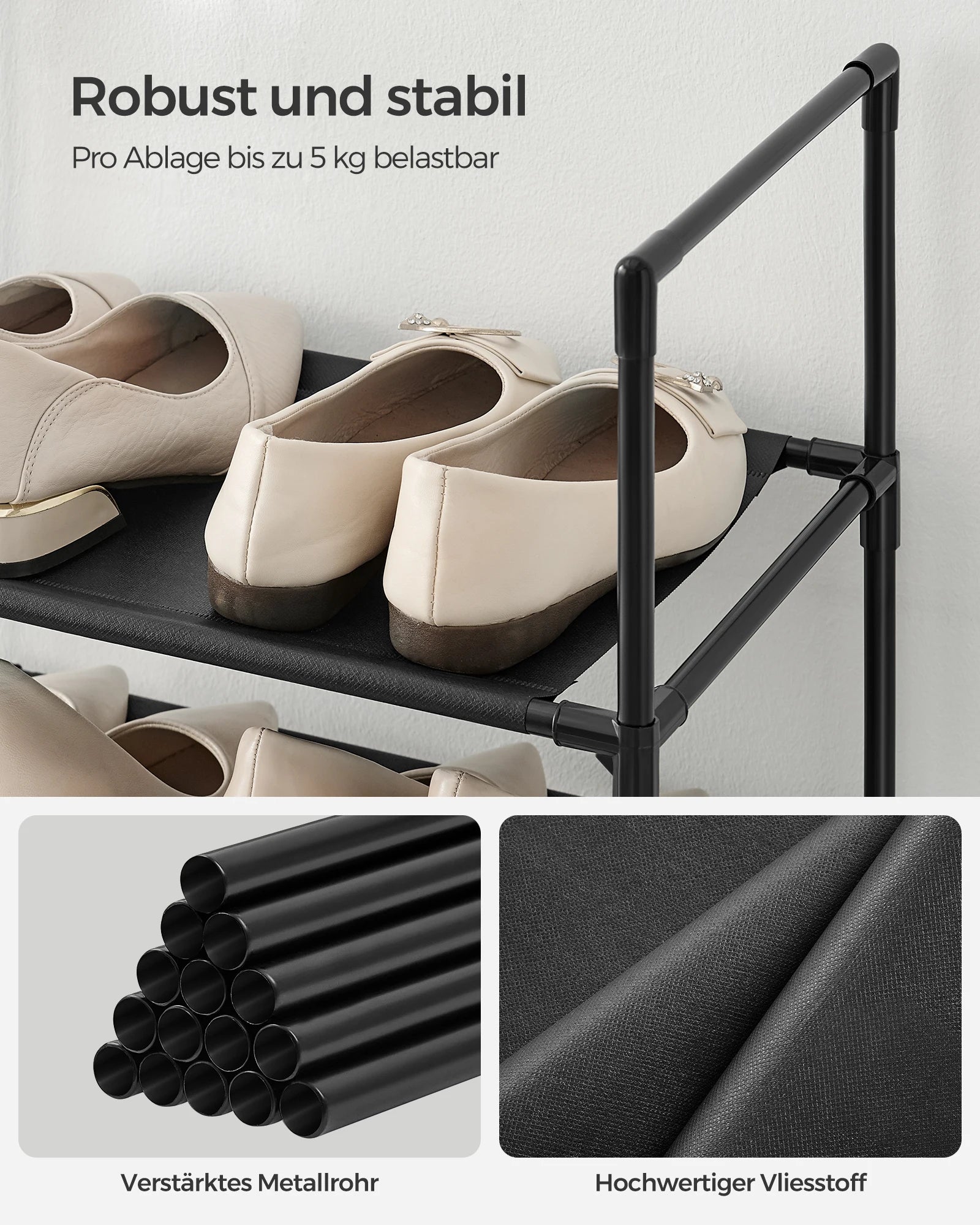 Schuhschrank aus Metall | Schmales Schuhregal | Platzsparende Schuhaufbewahrung | StahlLine