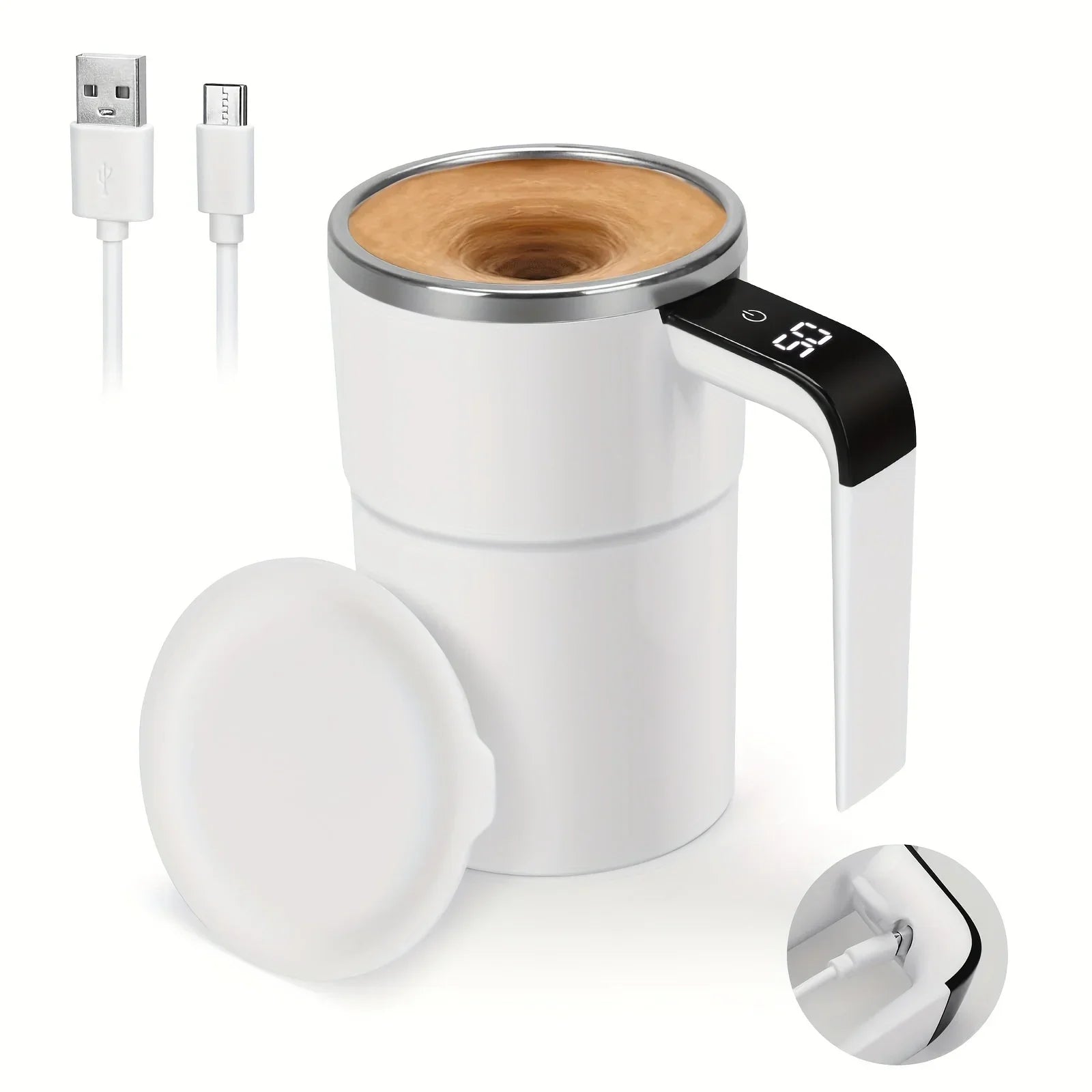 Selbstrührende Tasse mit LCD & USB | Automatischer Becher für Kaffee und mehr | RührMeister