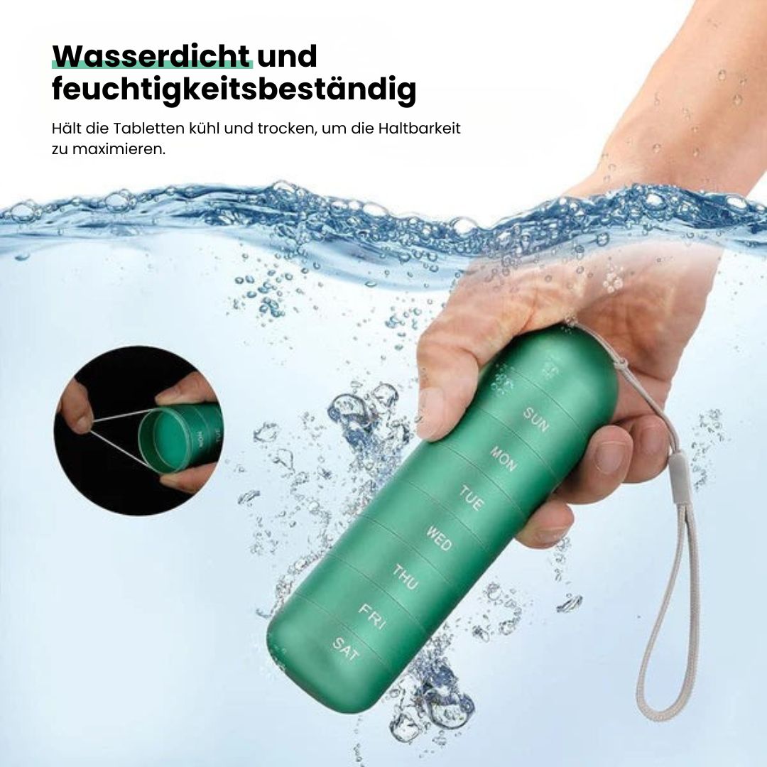 Aluminium Aufbewahrungsbox mit 7 Fächern | Reisebox für Tabletten & Vitamine | AluBox