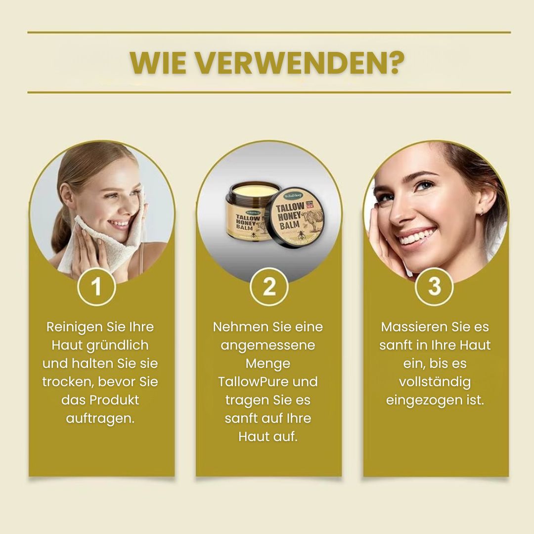 Beef Tallow Creme | Creme für natürliche Hautpflege | Feuchtigkeitscreme für Gesicht und Körper | TallowPure
