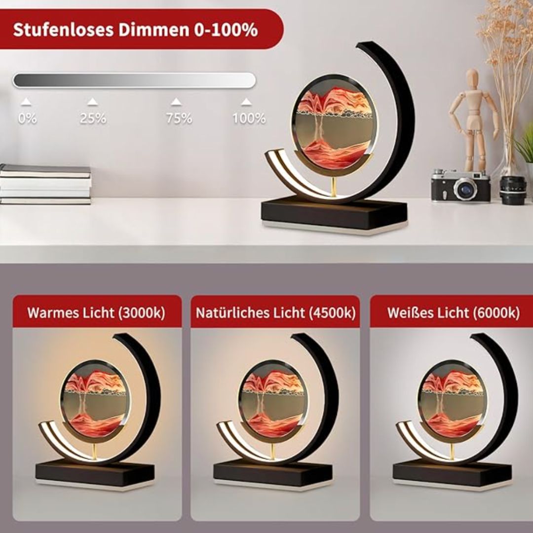 Deko LED Tischlampe | Moderne Designer Lampe | Sandbild zum Drehen | SandScape