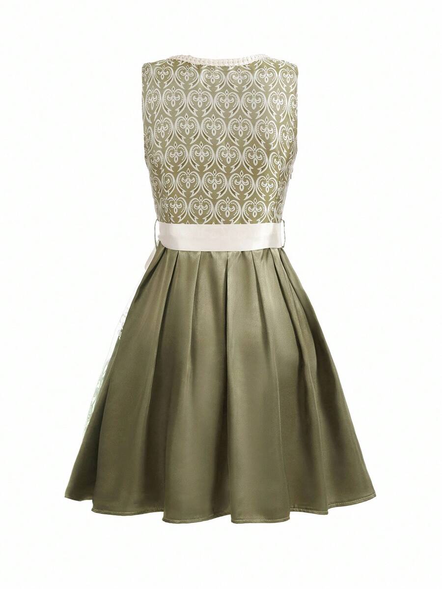 Damen Midi Dirndl mit Spitze & Schürze | Oktoberfest Trachtenkleid | DirndlGlanz