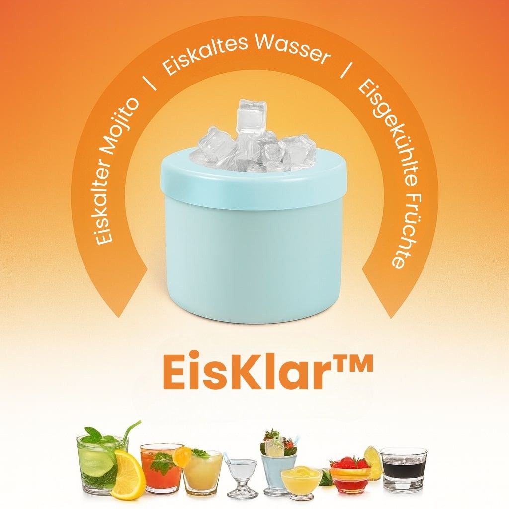 EisKlar | Kompakter Silikon-Eiswürfelbereiter mit Deckel