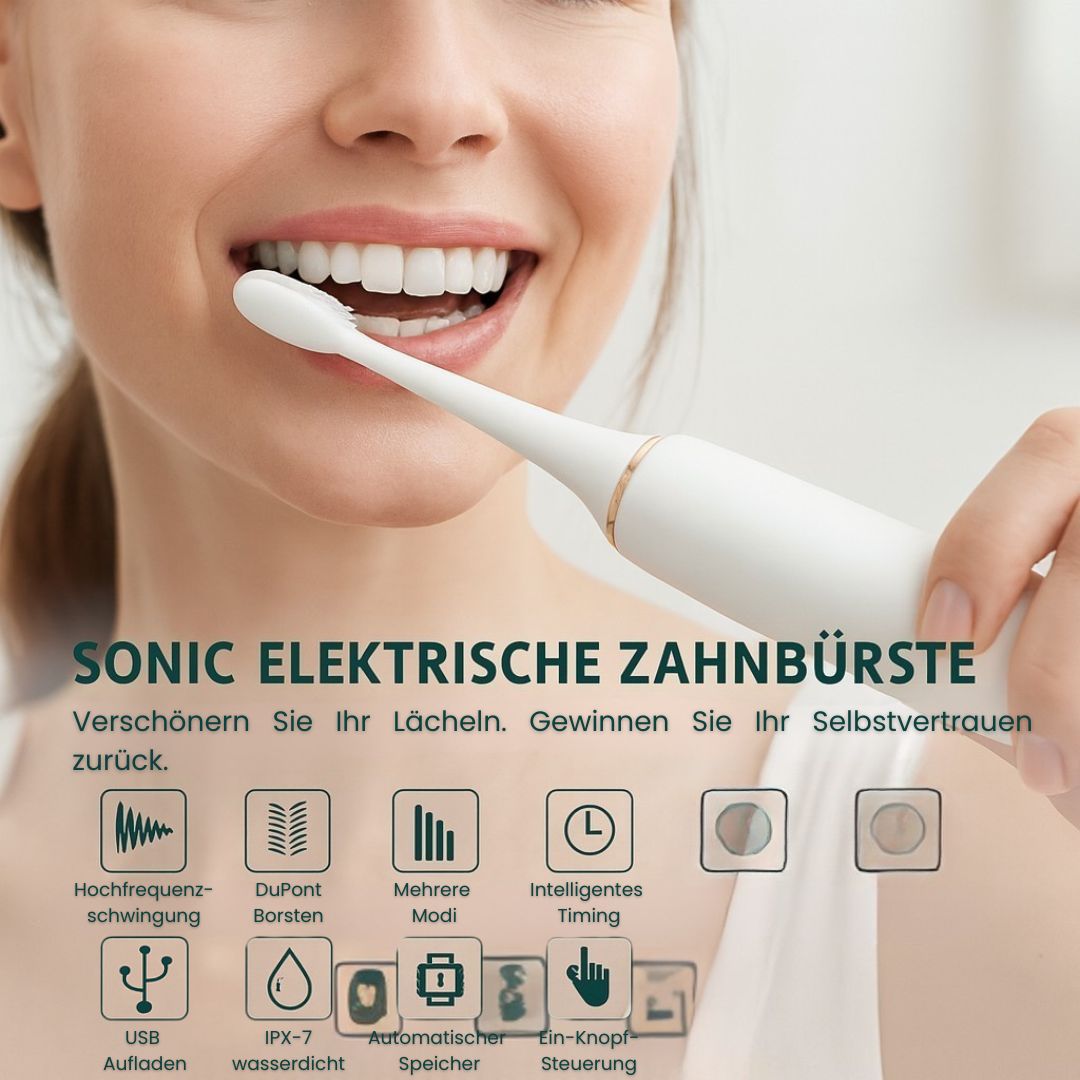 Elektrische Zahnbürste mit 6 Reinigungsmodi | Ultraschall Zahnbürste für Erwachsene & Kinder | ZahnKlar