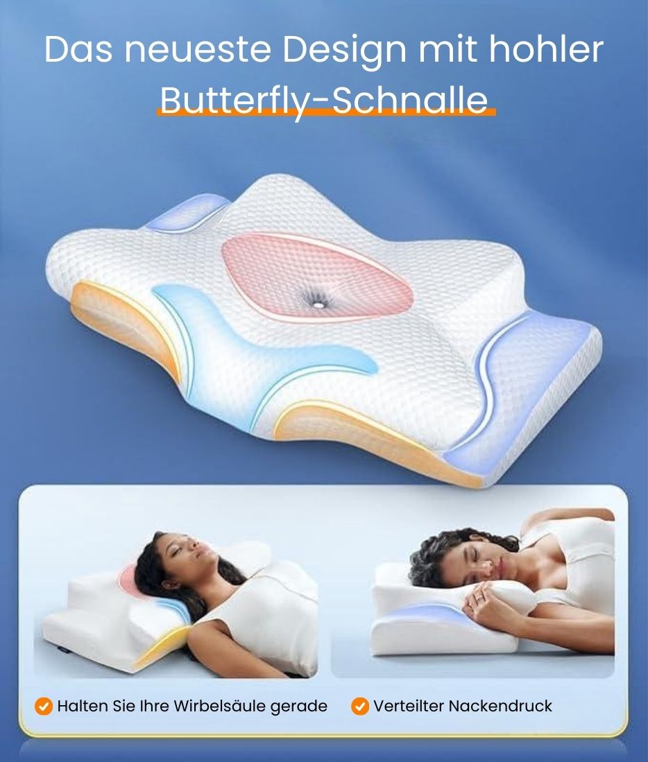Nackenkissen | Orthopädisches Kissen für Seitenschläfer, Bauchschläfer & Rückenschläfer | ErgoDream
