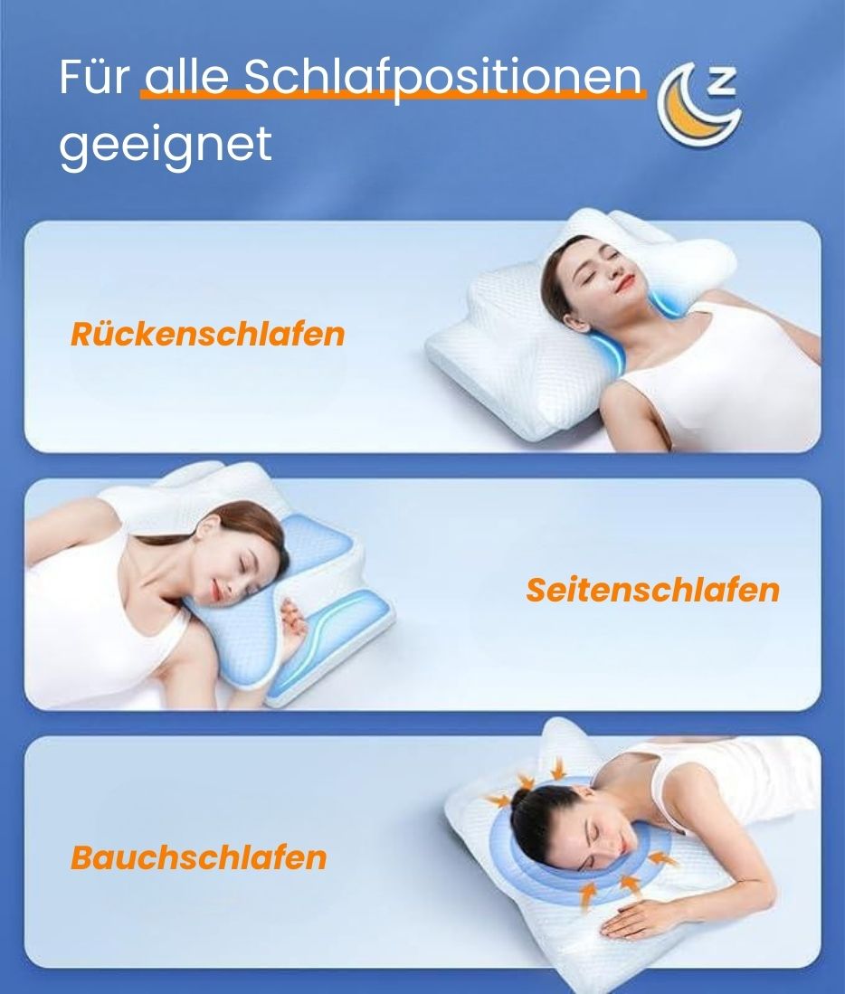 Nackenkissen | Orthopädisches Kissen für Seitenschläfer, Bauchschläfer & Rückenschläfer | ErgoDream
