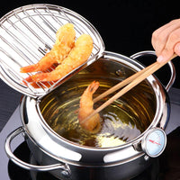 Fritteuse | Pfanne aus Edelstahl mit Thermometer | FrittierMeister