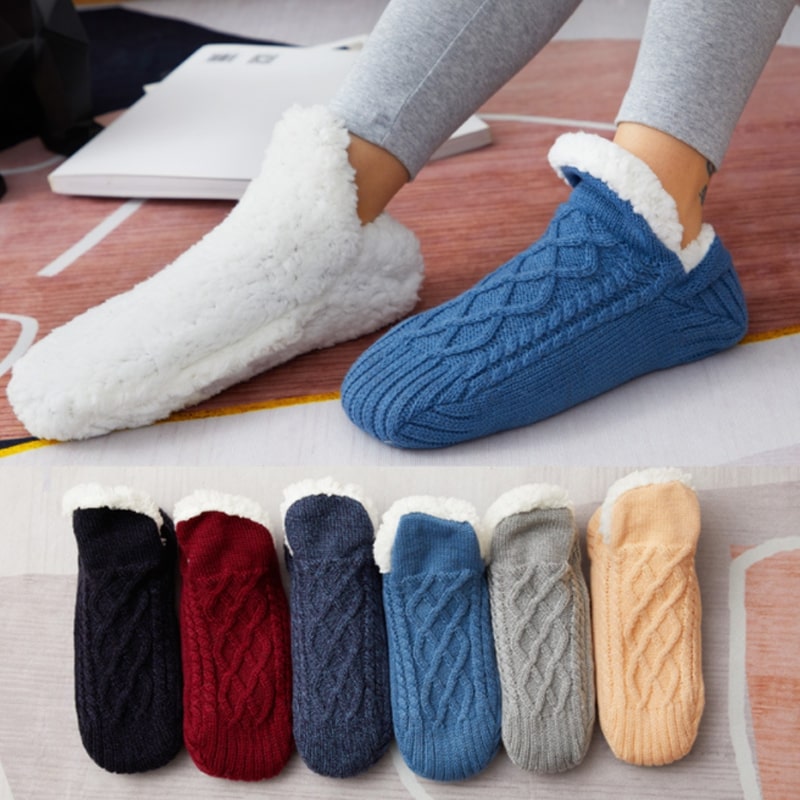 Kuschelsocken Damen & Herren | Stricksocken mit rutschfesten Sohlen | Stoppersocken | FußWärme