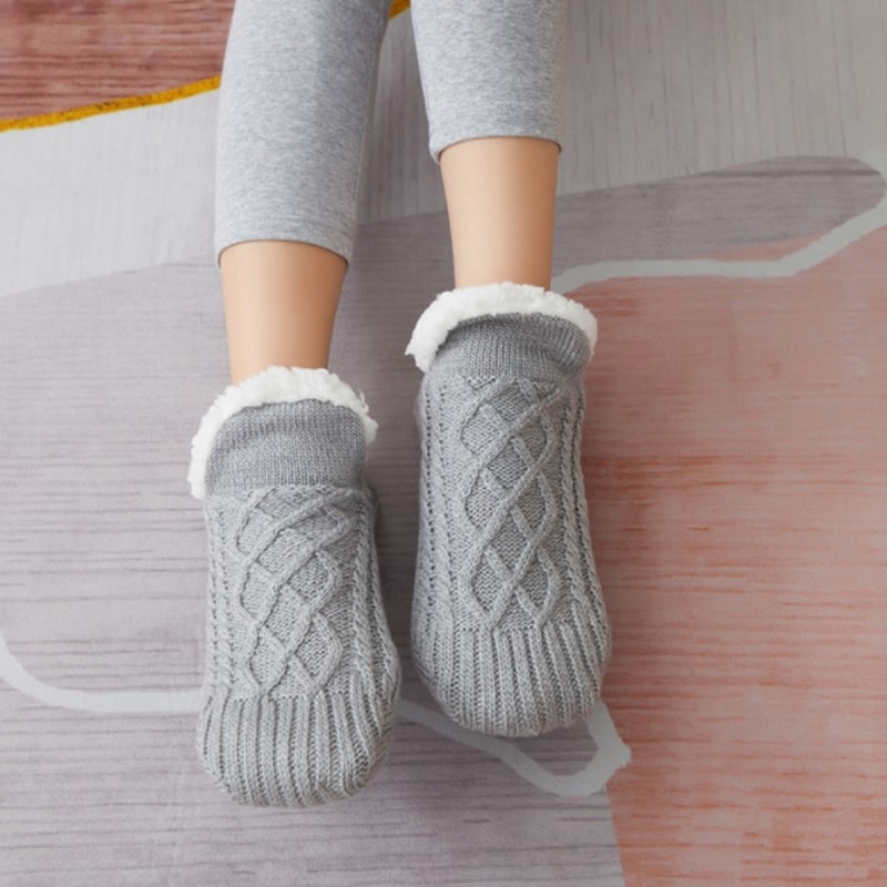 Kuschelsocken Damen & Herren | Stricksocken mit rutschfesten Sohlen | Stoppersocken | FußWärme