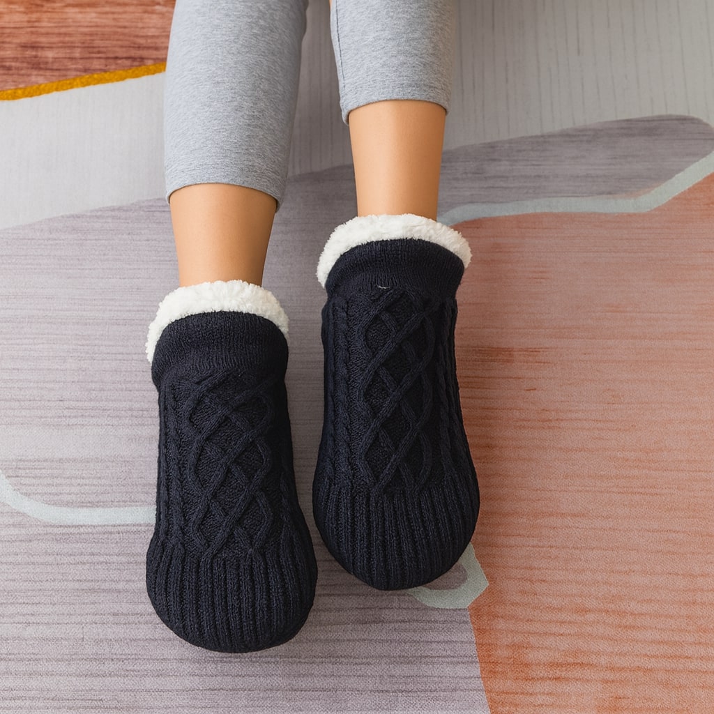 Kuschelsocken Damen & Herren | Stricksocken mit rutschfesten Sohlen | Stoppersocken | FußWärme
