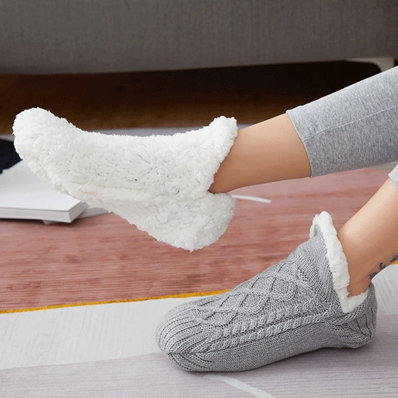 Kuschelsocken Damen & Herren | Stricksocken mit rutschfesten Sohlen | Stoppersocken | FußWärme