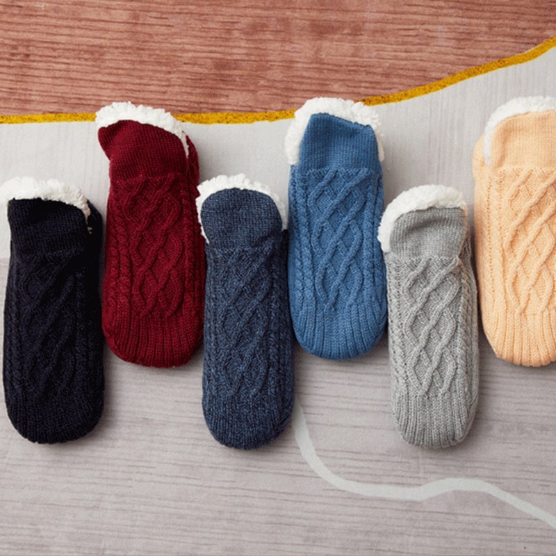 Kuschelsocken Damen & Herren | Stricksocken mit rutschfesten Sohlen | Stoppersocken | FußWärme