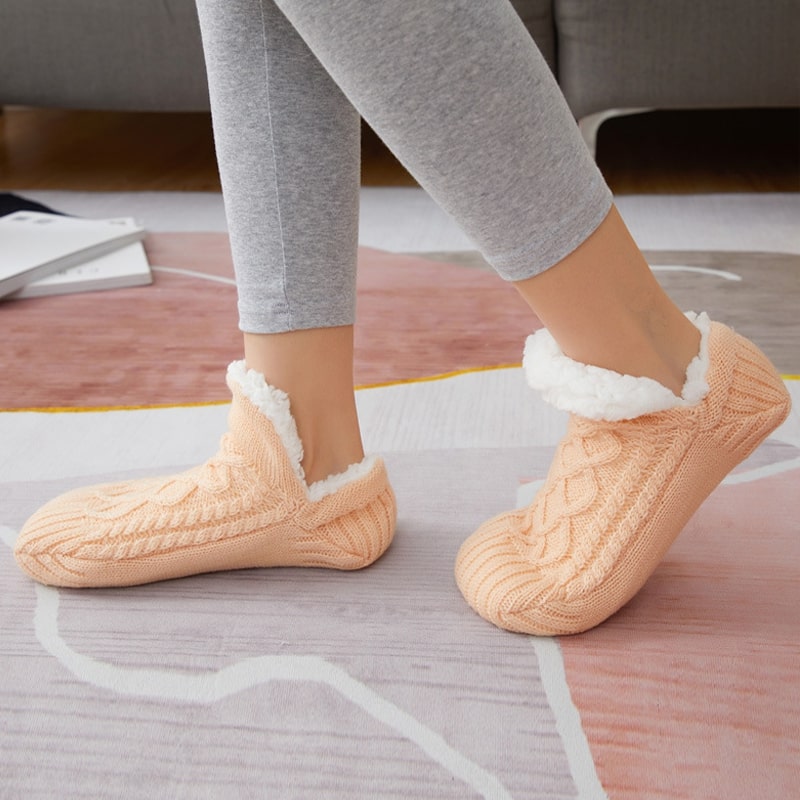 Kuschelsocken Damen & Herren | Stricksocken mit rutschfesten Sohlen | Stoppersocken | FußWärme