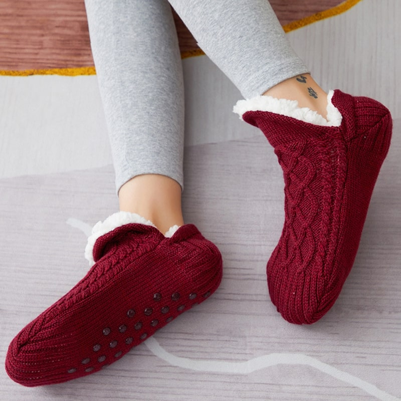Kuschelsocken Damen & Herren | Stricksocken mit rutschfesten Sohlen | Stoppersocken | FußWärme