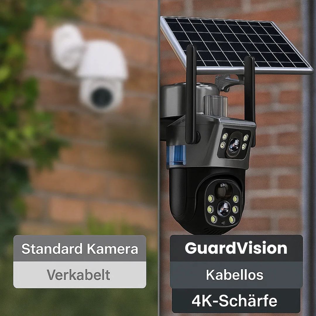 Überwachungskamera für Außen | WLAN Kamera mit Solarpanel | GuardVision