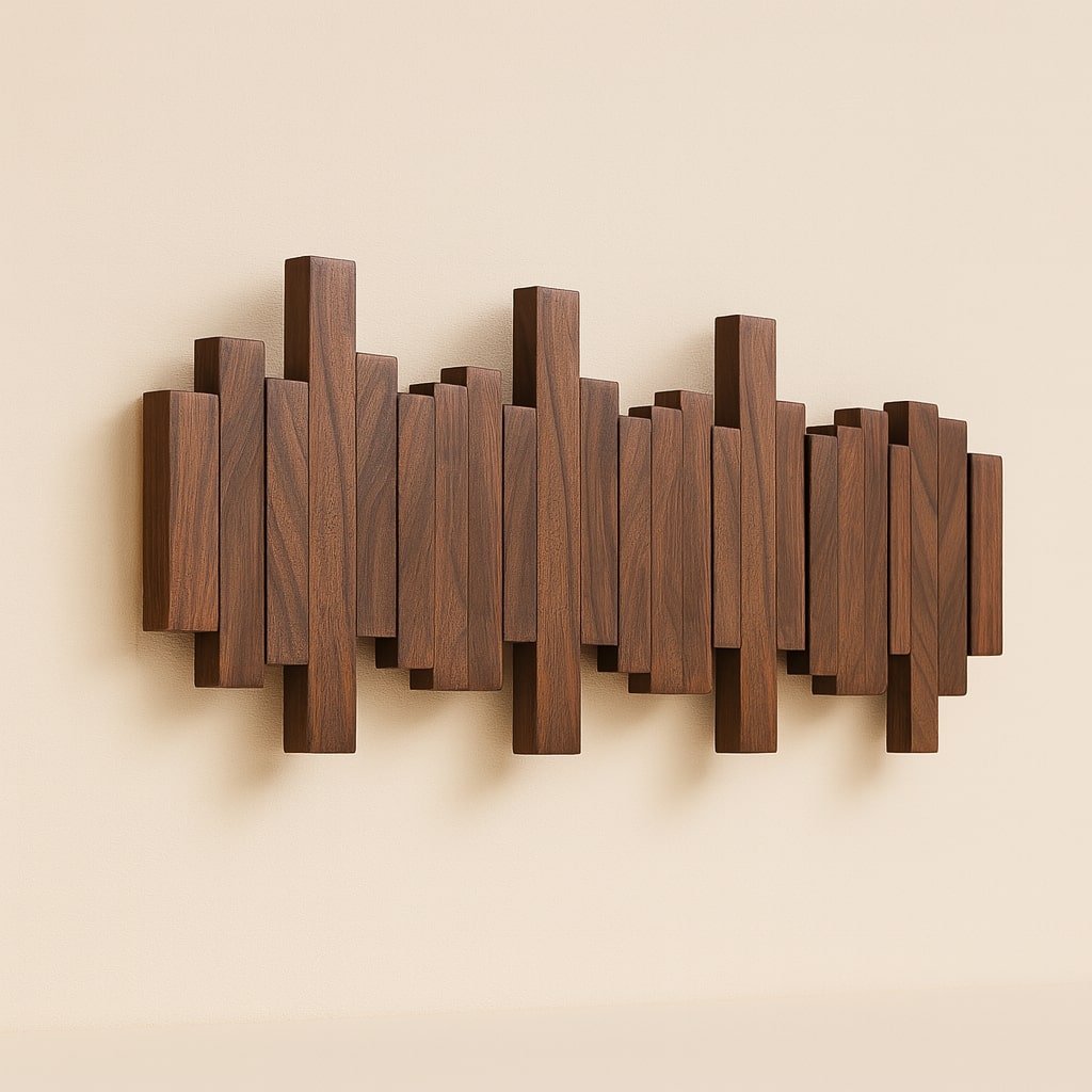 Wandgarderobe Holz | Garderobenleiste mit klappbare Haken | Hakenleiste | KlappHaken
