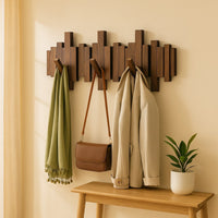 Wandgarderobe Holz | Garderobenleiste mit klappbare Haken | Hakenleiste | KlappHaken