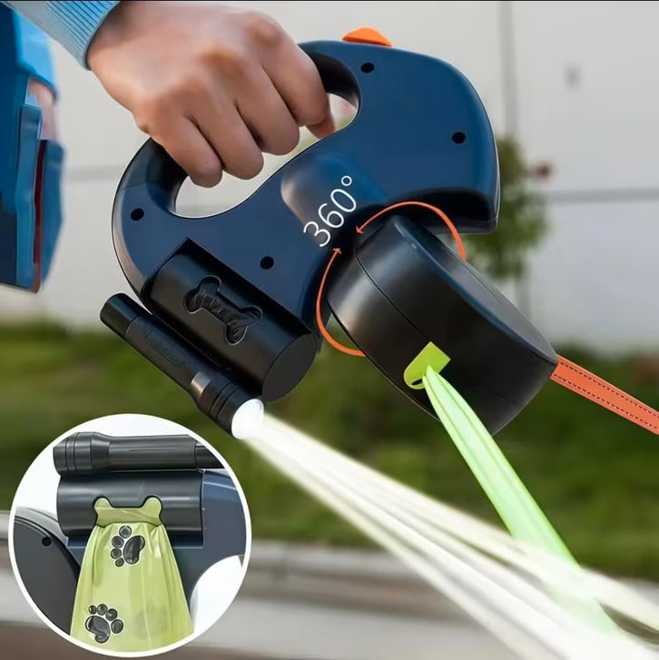 Hunde Doppelleine mit Kotbeutelhalter & LED Licht | LeinenMeister