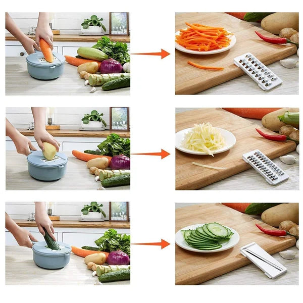 Gemüseschneider | 12-in-1 Schneider für Gemüse & Obst | MultiSchnitt