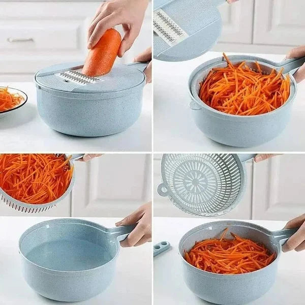 Gemüseschneider | 12-in-1 Schneider für Gemüse & Obst | MultiSchnitt