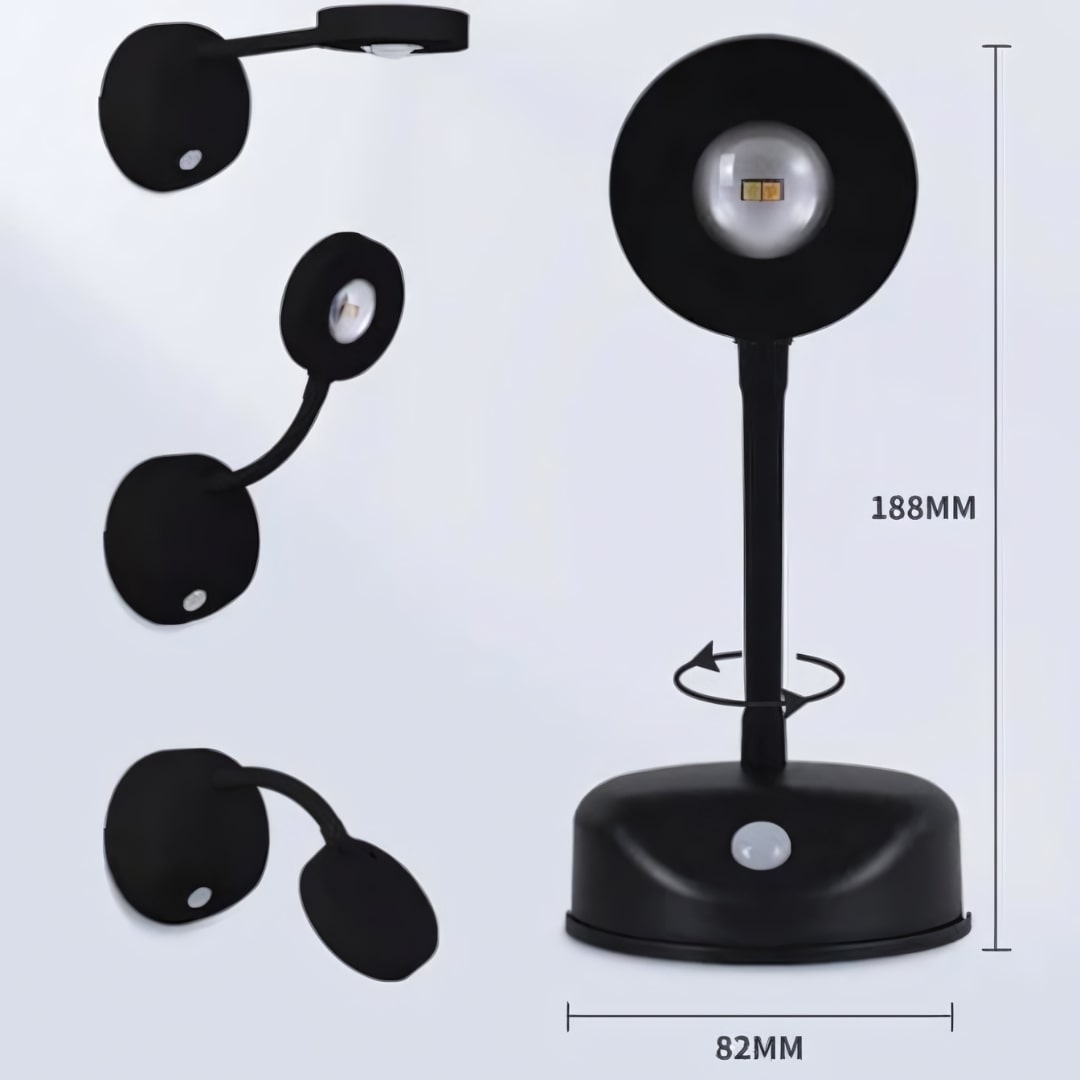 Strahl360 | Drahtloser LED-Spot mit Bewegungssensor, 360° Drehung & USB-C Aufladung