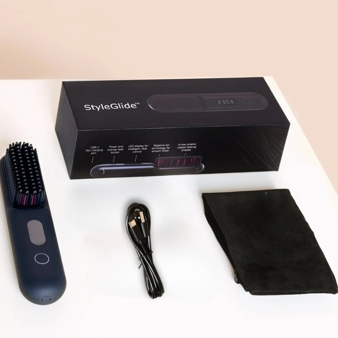 Glättbürste & Haarbürste elektrisch | Kabelloser Haarglätter für glattes Haar | StyleGlide