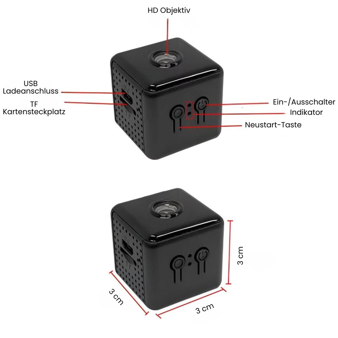 Überwachungskamera für Außen & Innen | Mini WLAN Kamera mit Live Übertragung auf Handy | Kabellos & Kompakt | MiniWächter