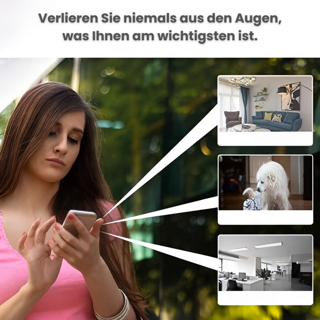 Überwachungskamera für Außen & Innen | Mini WLAN Kamera mit Live Übertragung auf Handy | Kabellos & Kompakt | MiniWächter