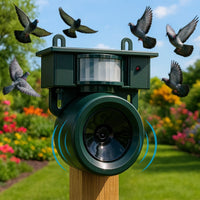 Tauben vertreiben von Balkon & Garten | Vogelabwehr Gerät | VogelBlock