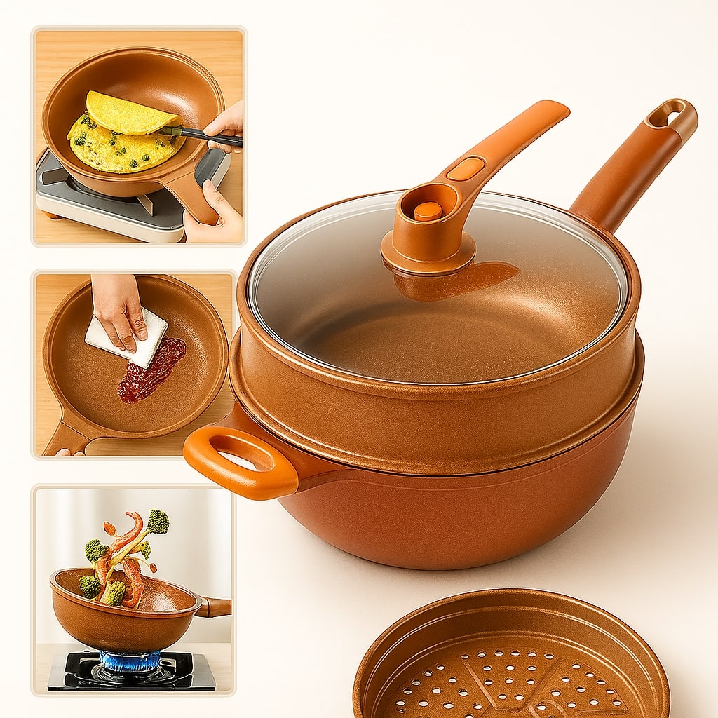 Wokpfanne für Induktion | Beschichtete Pfanne für Braten, Sautieren, Dämpfen oder Frittieren | WokMeister