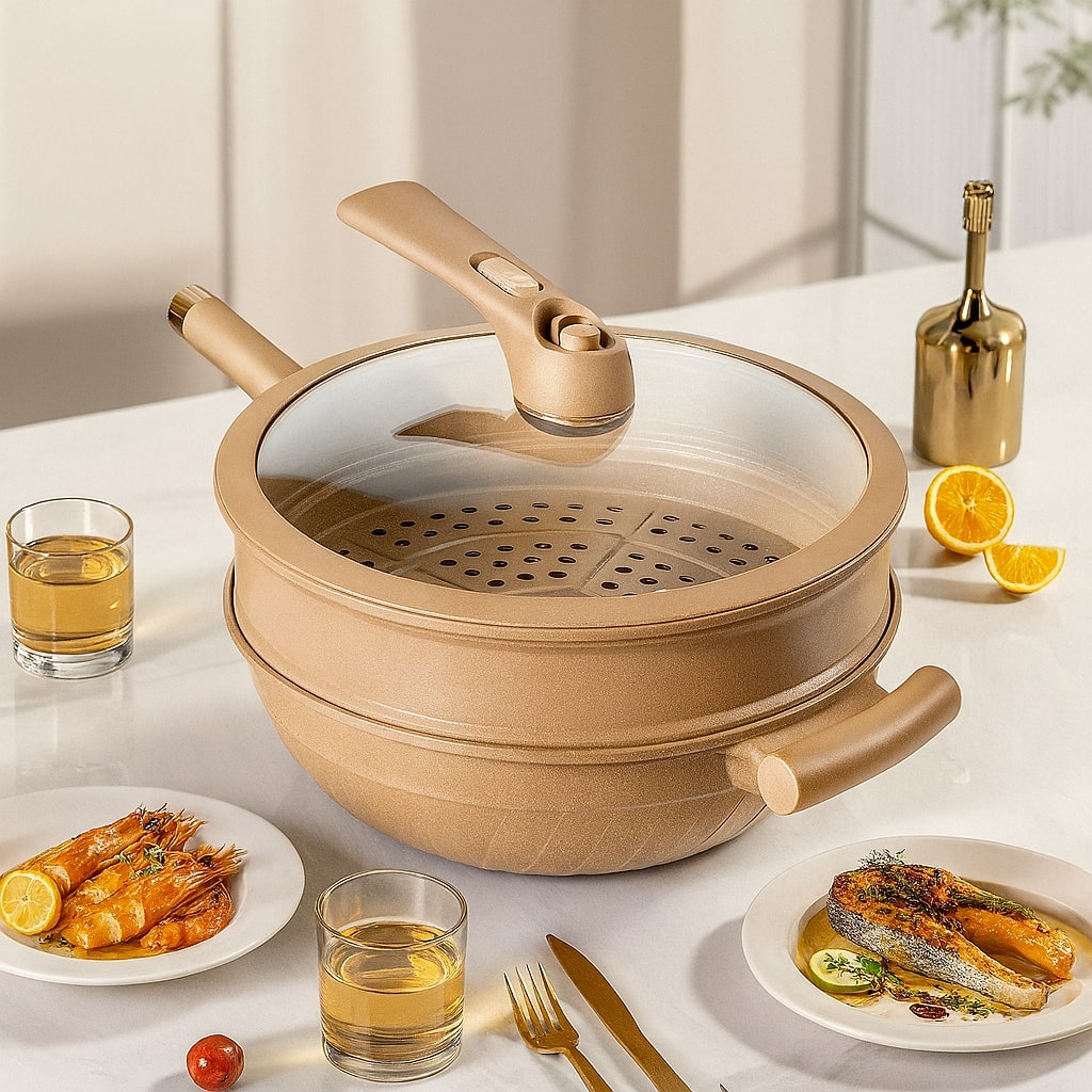 Wokpfanne für Induktion | Beschichtete Pfanne für Braten, Sautieren, Dämpfen oder Frittieren | WokMeister